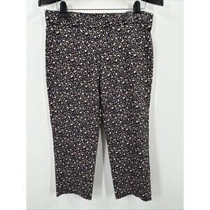 Rafaella Crop Capri Pants 14 Animal Leopard Print Pull On Casual Stretch NEW